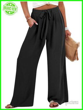 Wide Leg Palazzo Pants High Waist Flowy Trousers